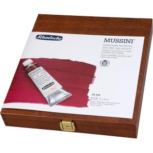 Cassetta in Legno Olio Mussini, 10 Colori da 35ml. - Schmincke