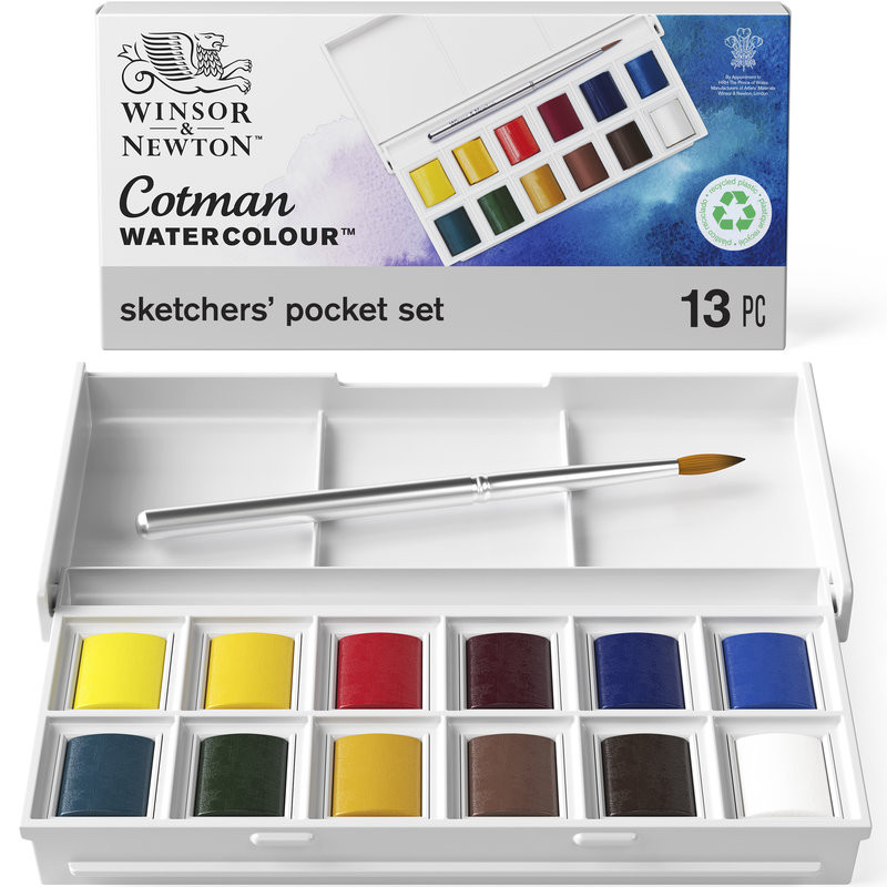 Acquerello Cotman Sketchers Pocket Box - 12 Mezzi Godet - Winsor&Newton