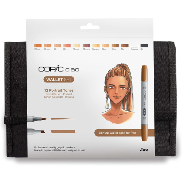 Pennarelli Copic Ciao, Astuccio 12 Toni Pelle