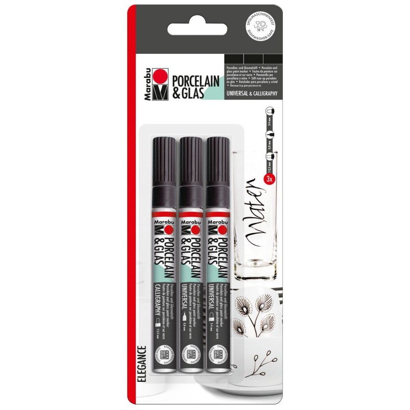 Colori per Vetro e Ceramica Porcelain Glass - Elegance Set - Marabu