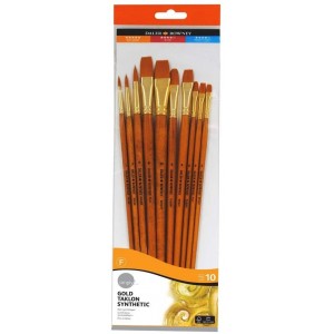 Set 10 Pennelli in Setole Taklon Dorate - Daler Rowney