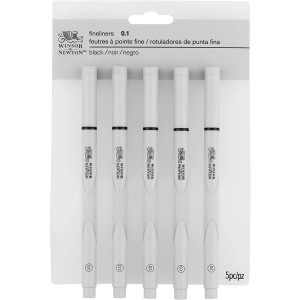 Penne Pigment Fineliner Black - Set 0,1 x 5pz. - Winsor&Newton