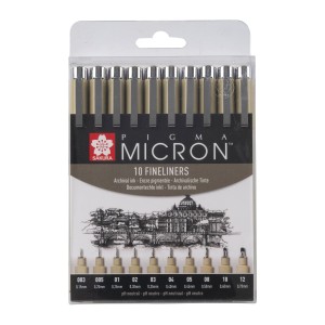 Penne Pigma Micron Nero Set 10pz. - Sakura
