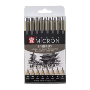 Penne Pigma Micron Nero Set 8pz. - Sakura
