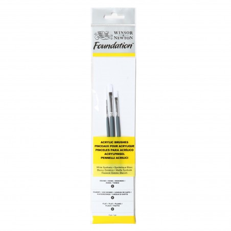 Pennelli Sintetici Foundation per Acrilico - Set 3pz.