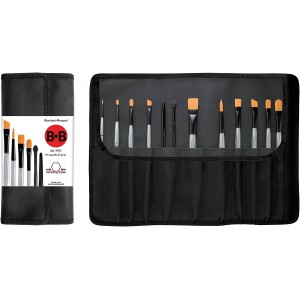 Portapennelli completo di 12 Pennelli Sintetici