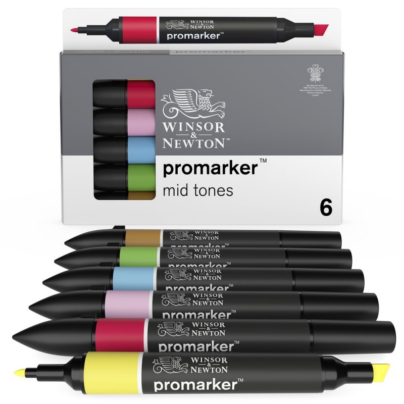 Pennarelli Promarker 6 Toni Medi - Winsor&Newton