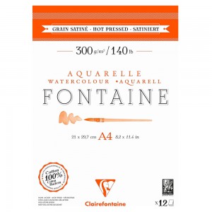 Blocco di Carta Fontaine per Acquerello Grana Satinata, 100%Cotone - Clairefontaine