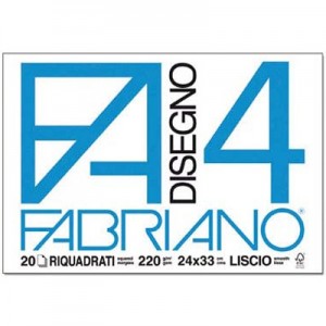 Blocco di Carta F4 - Riquadrato 220gr. - 20 Fogli - Fabriano