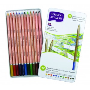 Pastelli Acquerellabili - Academy - 12 Colori - Derwent